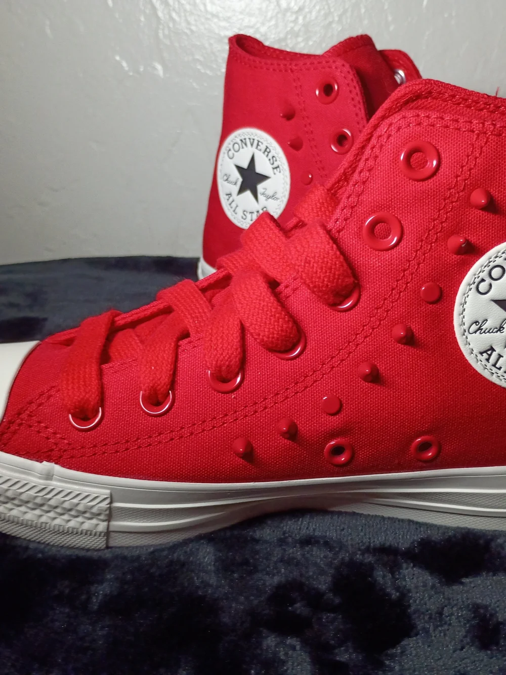 Converse Red High-Top Canvas Sneakers with White Toe Cap